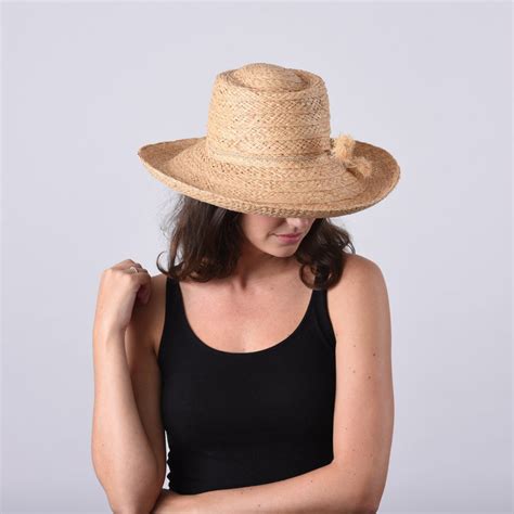 Womens Medium Brim Raffia Hat With Ribbon Peter Beaton