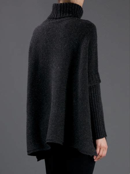 Gucci Turtleneck Poncho In Gray Grey Lyst