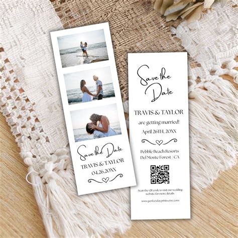 Save The Date Photo Booth Strip Template Save The Date Qr Code