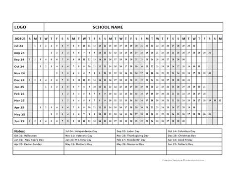 School Day Schedule Template