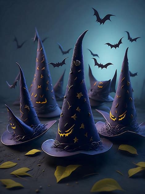 Premium AI Image | High quality colorful Halloween Witches hats AI ...