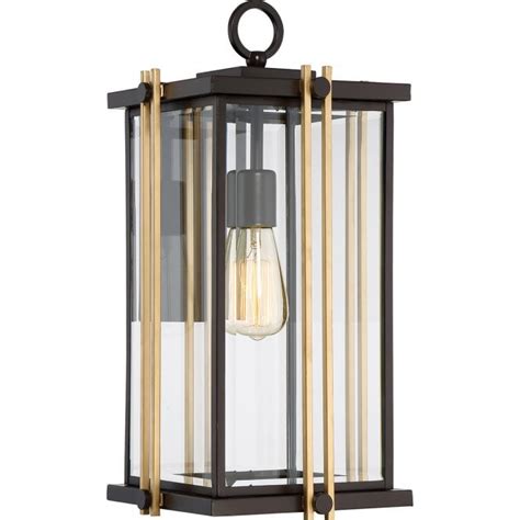 Quoizel Golden Rod Large Outdoor Wall Lantern In Bronze And Gold Finish