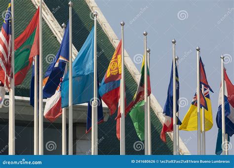 Flags In The United Nations Escap Bangkok Thailand Editorial Photo