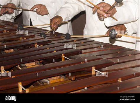 Primer Plano De Un Teclado Marimba O Hormigo Guatemala Instrumento