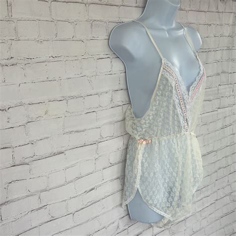Authentic Original Vintage Style Intimates Sleepwear Vintage Sheer Lace Bodysuit Lingerie
