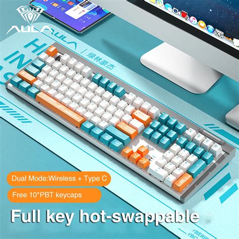 Aula F G Wired Key Dual Mode Hot Swappable Gaming Mechanical Keyboard Cool Light