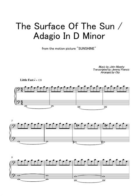 PDF John Murphy Sunshine Adagio In D Minor Piano Sheet Music