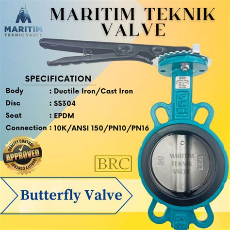 Jual Butterfly Valve Wafer Type Lever Ductile Iron Dn150 6 Brc Jakarta Barat Maritim Teknik