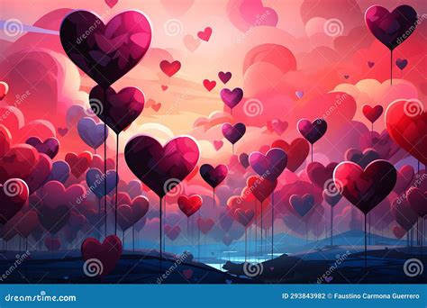 Valentines Day Background With Heart Shaped Balloons Vector