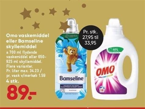 Omo Vaskemiddel El Bamseline Skyllemiddel Tilbud Hos Bilka