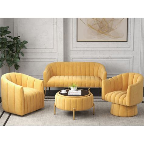 Mercer Ingimoth Piece Velvet Living Room Set Wayfair