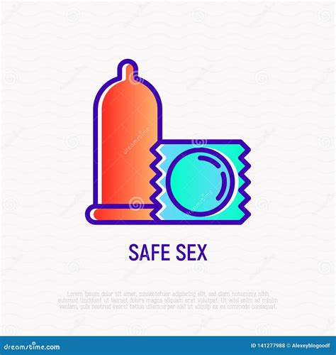 Condom Safe Sex Thin Line Icon Stock Vector Illustration Of