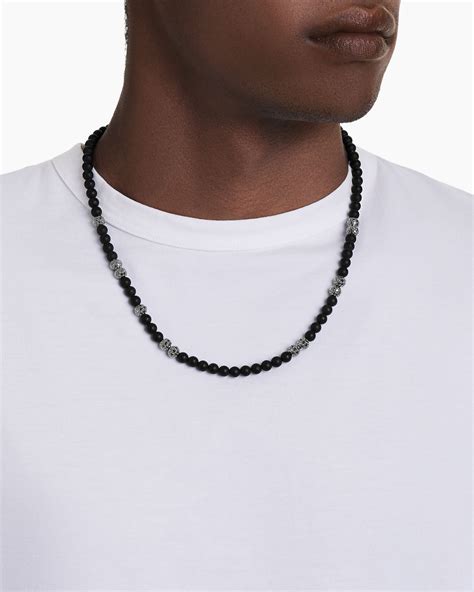 Mens Spiritual Beads Necklace in Sterling Silver with Black Onyx and ...