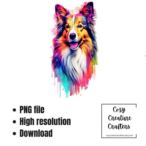 Colorful Shetland Sheepdog PNG Shetland Sheepdog Portrait PNG Dog ...