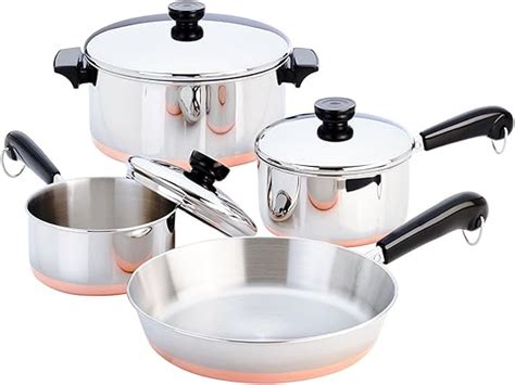 Revere Copper Clad Cookware Set Silver 7 Piece Home And Kitchen