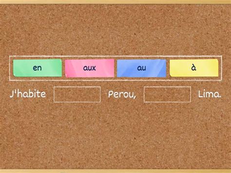 Les prépositions devant les noms de villes et de pays Missing word