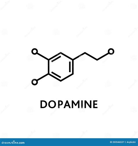 Dopamine Molecular Structure Neurotransmitter Molecule Vector Stock