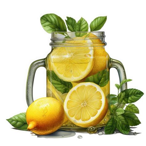 Premium Photo Watercolor Lemonade In Mason Jar Illustration Generative Ai