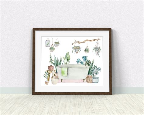 Plant Bathroom Print PRINTABLE WALL ART Bathroom Decor Bath - Etsy