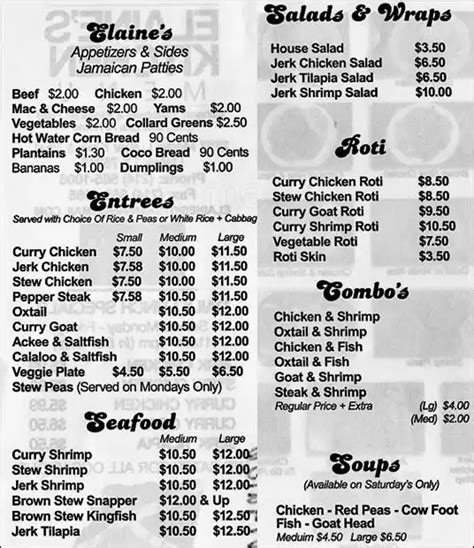 Elaines Kitchen Menu Menu For Elaines Kitchen South Dallasfair