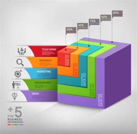 3d Square Business Infographics Vector Vectors Graphic Art Designs In