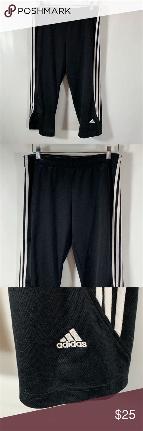 Adidas Track Pant Crop Black White Stripe Womens S Adidas Track Pants