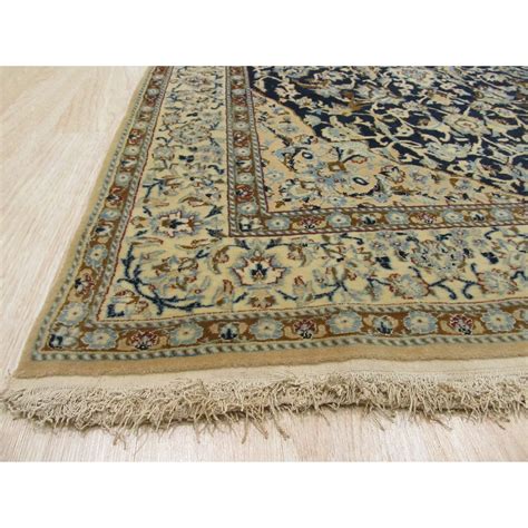 Eastern Rugs Naiin Hand Knotted Ivorynavy Blue Area Rug Wayfair