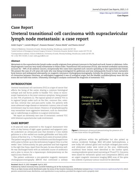 Pdf Ureteral Transitional Cell Carcinoma With Supraclavicular Lymph