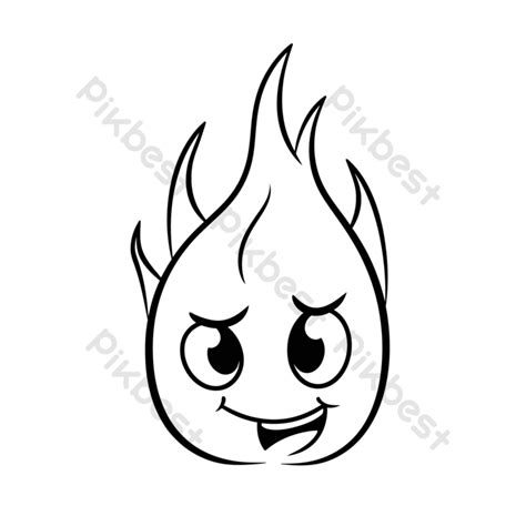 Outline Sketch An Illustration Showing A Cartoon Flame With Eyes ...