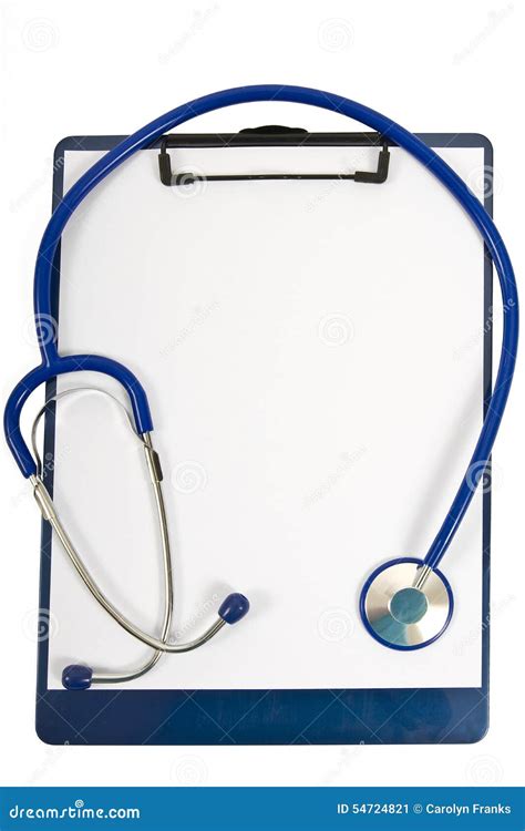 Stethoscope Lying On Clipboard With Blank Sheet Of Paper Stock Image