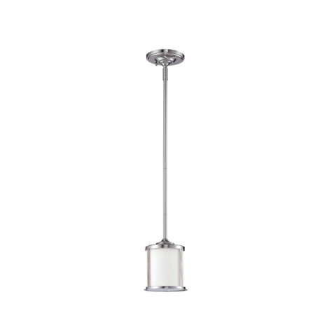 Filament Design 1 Light Brushed Nickel Mini Pendant With Matte Opal Glass The Home Depot Canada