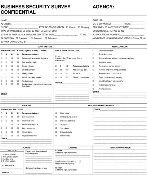 Security Survey Template