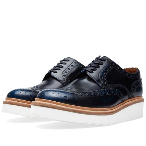 Grenson Archie V Brogue Navy Rub Off End