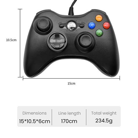 Console Wired Controller USB PC Laptop Joystick Controller Support Raspberry PI Controller Black