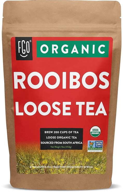 Fgo Organic Rooibos Loose Leaf Tea Resealable Kraft Bag