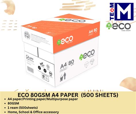 Ik Eco 80gsm A4 Paper 1 Ream 500 Sheets 1 Box 5 Reams