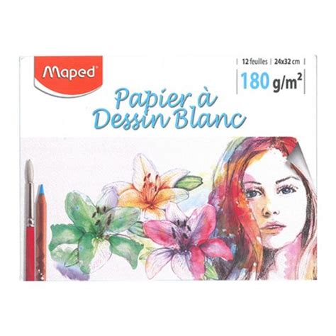 Pochette Papier Dessin Feuilles Blanc Cm G Maped R F