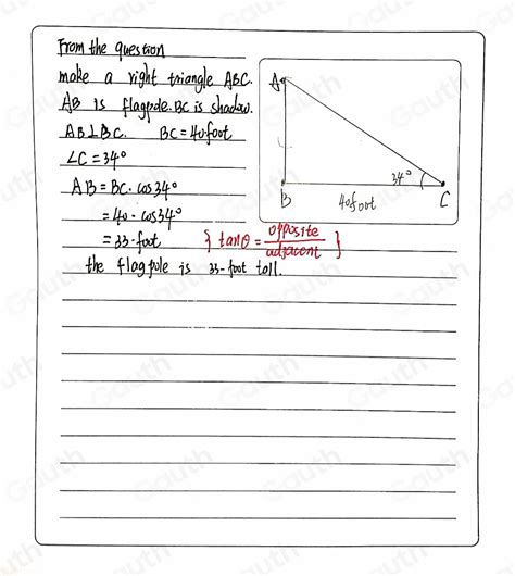 Solved A Flagpole Casts A Foot Shadow The Angle Of Elevation From