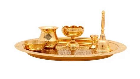 Indian Art Villa Brass Puja Thali Set Religious Spiritual Item Home