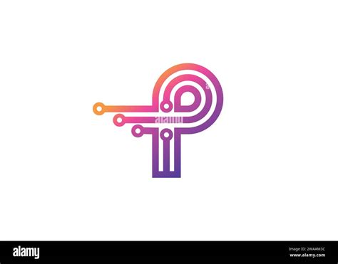 Letter P Technology Vector Monogram Logo Design Template Letter P