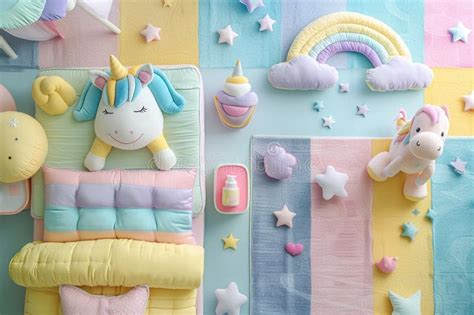 Unicorn Dreamland: a Playful Nursery Setting Stock Illustration ...