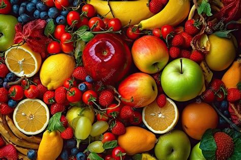 Un Montón De Frutas Diferentes Foto Premium