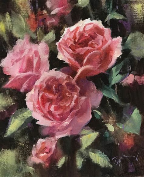 Trevor Waugh Trevor Waugh Pink Roses At Kew Original Oil Paintings