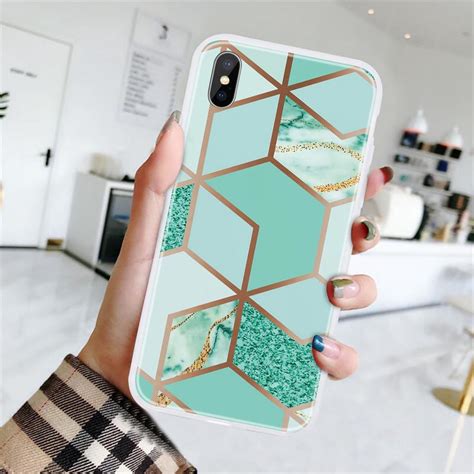 Buy Simple Color Matte Translucent Tpu Geometric Marble Phone Case For