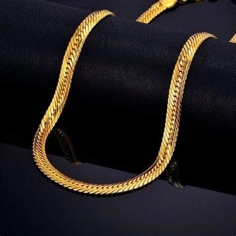 18K Gold Thick Collier Cubain Curb 5 mm 8 mm Chaîne en acier Etsy