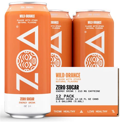 Buy ZOA Zero Sugar Energy Drinks Wild Orange Sugar Free With