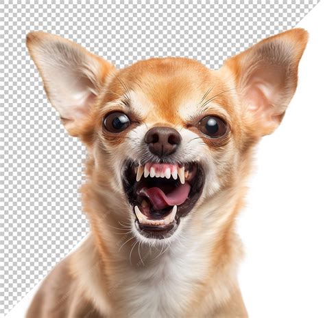 Premium PSD | Scary angry chihuahua with mouth open and visible teeth