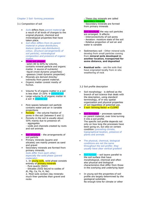 Chapter Soil Notes Chapter Soil Forming Processes