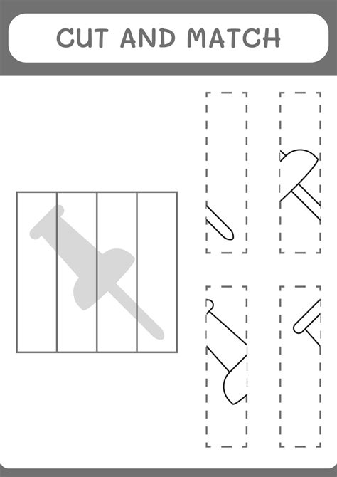 Cut And Match Parts Of Push Pin Game For Children Vector Illustration