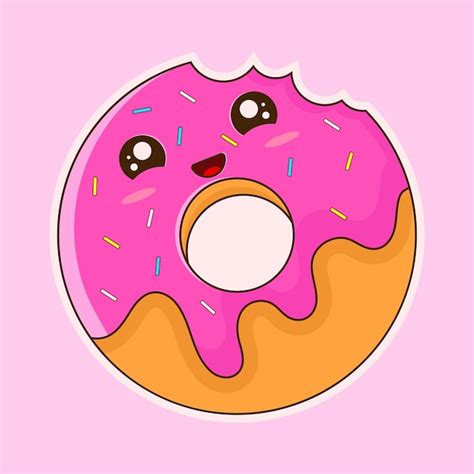 Premium Vector Cute Donut Cartoon Vector Illustration